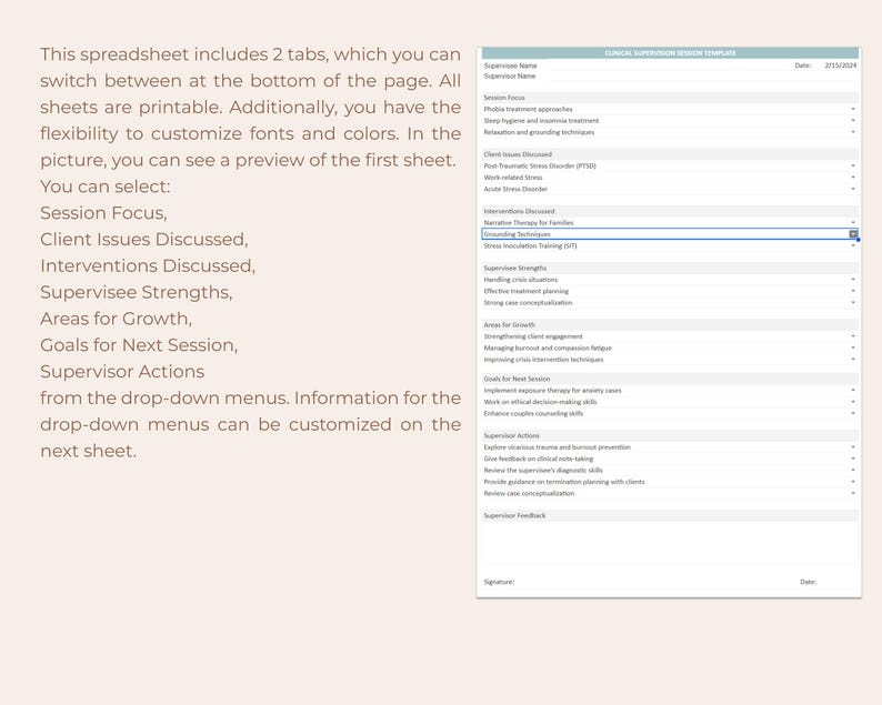 Clinical Supervision Template, Supervision for Therapists, Supervision