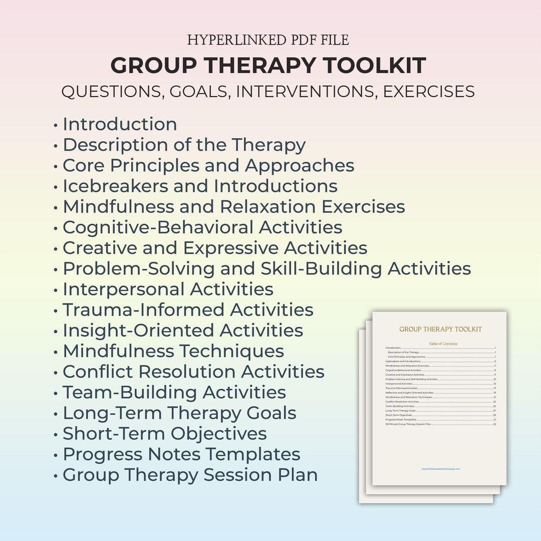 Group Therapy Activities Group Therapy Questions Group Therapy Guide 
