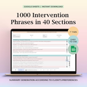 Therapeutic Intervention Phrases Therapy Template Counseling Tool Mental Health Aide Session Language Reference Guide Cheat Sheet Resource