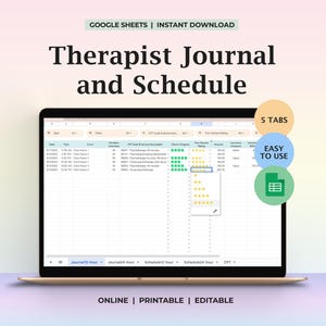 Therapist Journal Template für die Organisation von Kundensitzungen Zeitblocking Fortschrittsnotizen Tägliches Planungswerkzeug Psychotherapiepraxis