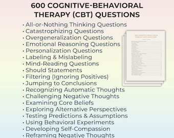 CBT Therapy Questions Socratic Worksheets Cognitive Distortion Templates Cognitive-Behavioral Psychology Tool for Mental Health Sessions