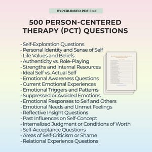 Person Centered Therapy Questions Self Exploration Printable Tool Talk Therapy Reflection Journal Counseling PDF Mental Health PCT Resource