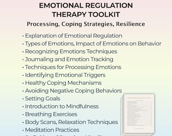 Emotional Regulation Therapy Guide Mood Stability Exercises Self-Regulation Skills Emotional Support Tools Mental Health Printable PDF