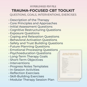 Trauma-Focused Therapy Questions TF CBT Interventions Goals Psychology Tools Trauma Questions Therapy Templates Clinical Use PDF Workbook