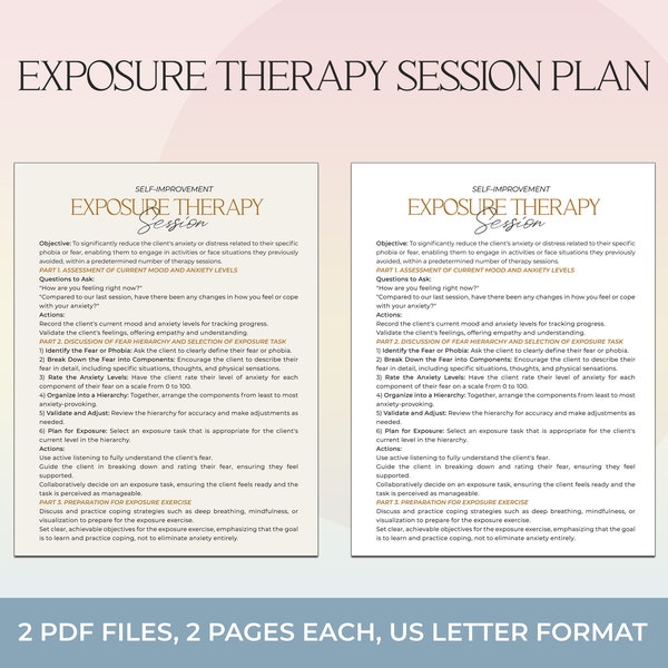 Exposure Therapy Session, Exposure Psychotherapy, Social Anxiety Therapy Session Plan, Fear Therapy, Therapy Worksheet, Mental Health, PDF