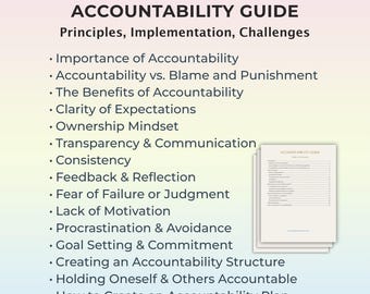 Accountability Guide, Accountability Worksheet, Responsibility, Goal setting, Productivity, Self-discipline, Success, Personal growth, PDF