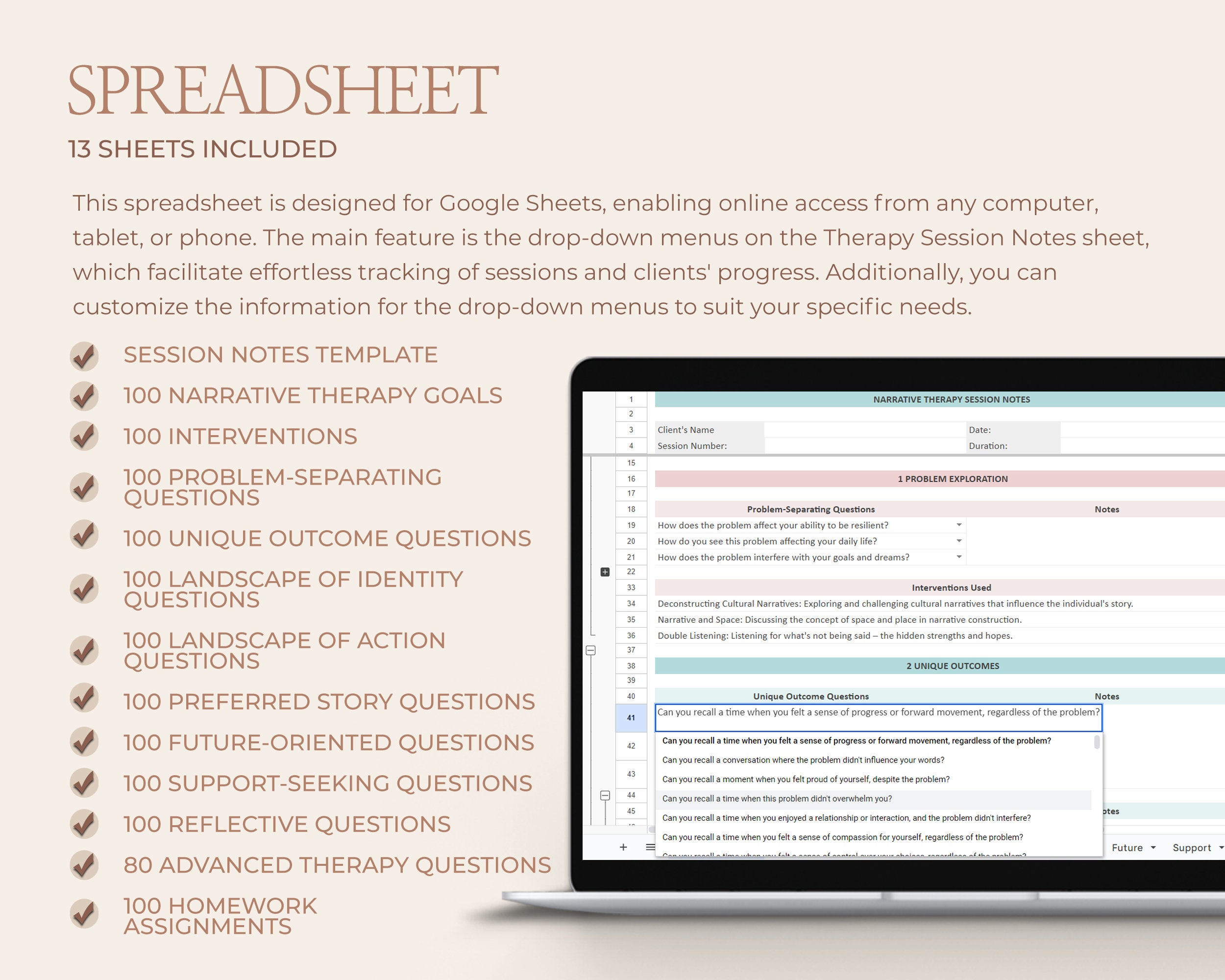 Narrative Therapy Notes Template, Session Notes Template, Therapy ...