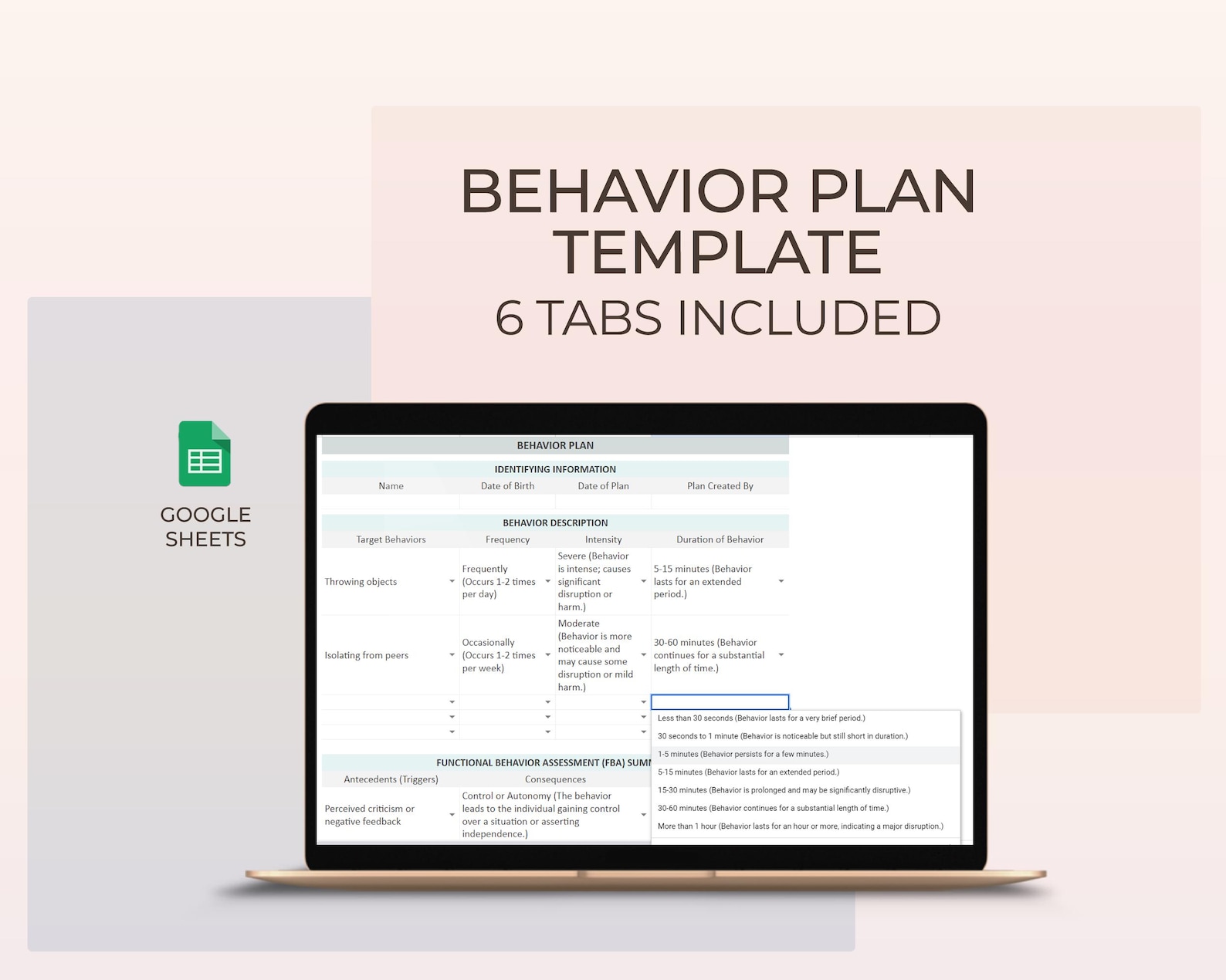 Behavior Plan Template Child Support Strategy Positive Interventions ...