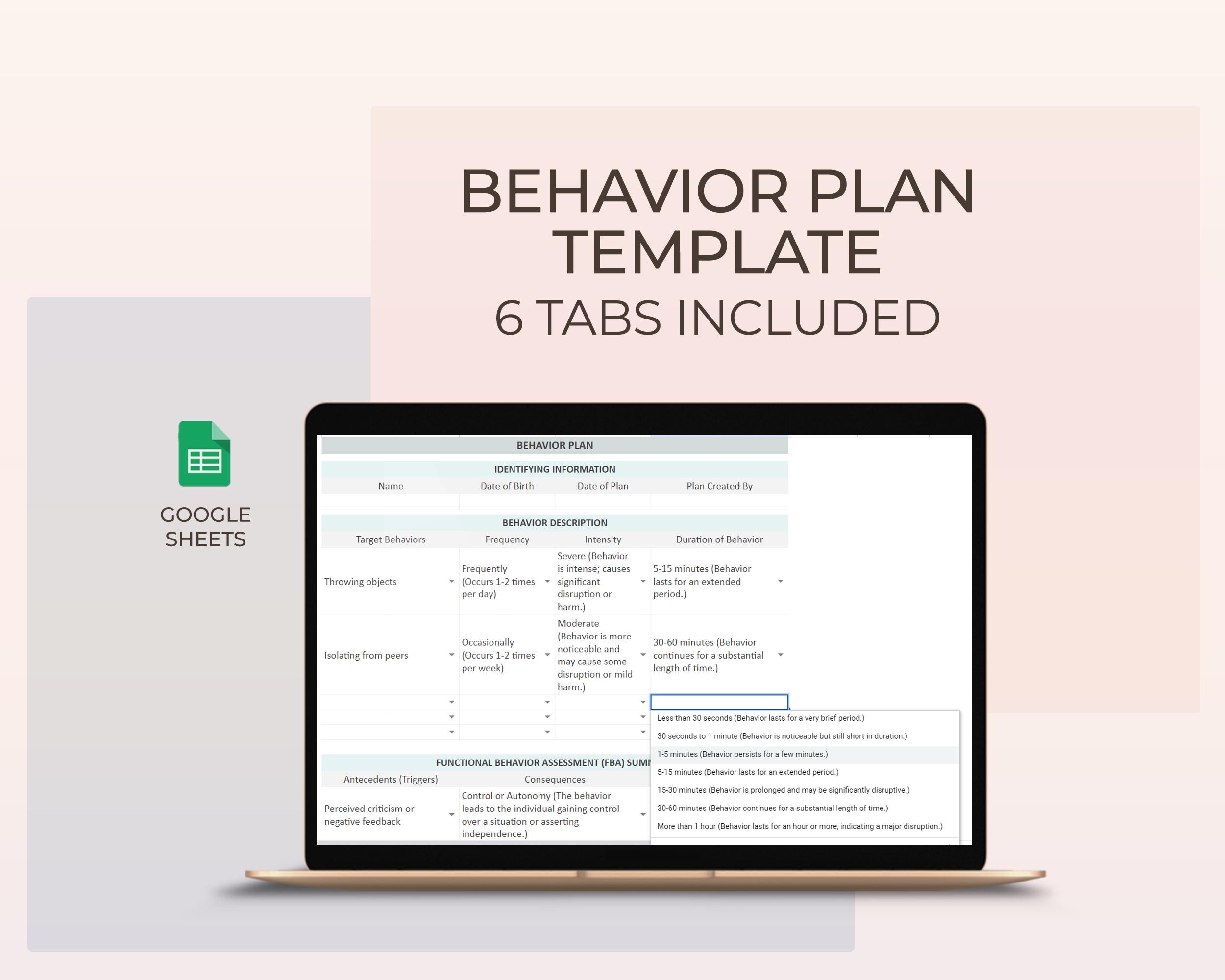 Behavior Plan Template Child Support Strategy Positive Interventions Behavior Management Tool Behaviour Sheet for Kids Teens Therapy Digital