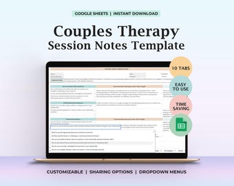 Couples Therapy Notes Template Relationship Session Planner Counseling Tool Therapy Template for Mental Health Professionals Psychology