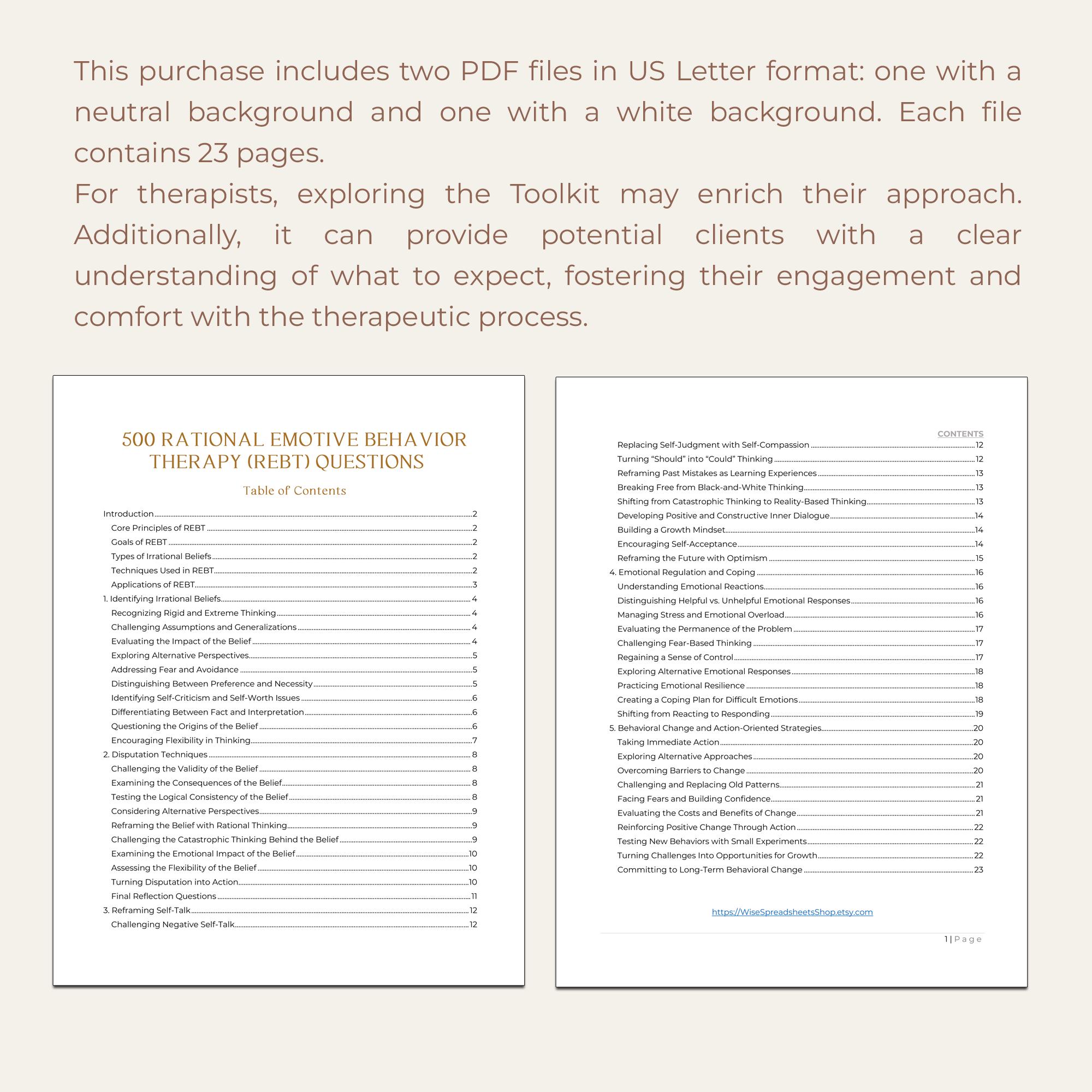 REBT Therapy Questions Rational Emotive Worksheet Cognitive Therapy ...