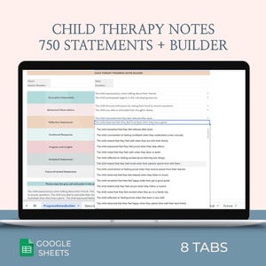 Notas de progreso de terapia infantil Plantilla de gestión de casos Declaraciones de terapia Sesión de asesoramiento para niños Nota del consejero Formulario de lista de terapeutas