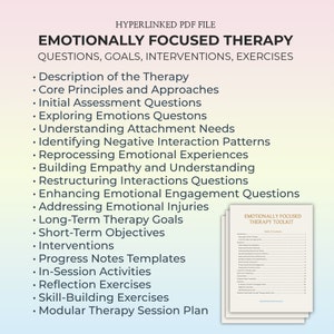 Emotionally Focused Therapy Questions, EFT Psychotherapy Guide, Emotionally Focused Therapy Session Plan, EFT Objectives, Interventions, PDF