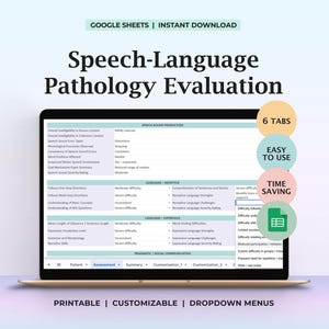 Logopädie Bewertungsvorlage Pädiatrischer Erwachsene SLP Bewertungsbogen Schulen Kliniken Druckbares digitales Sprachdokumentationswerkzeug