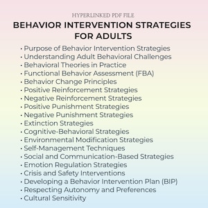 Behavior Strategies Behavior Plan for Adults Behavioral Therapy Self‑Management Support Cognitive Behavior Analysis Worksheet Tool