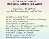 Inner Child Healing Worksheets Self-Compassion Reparenting Attachment Repair Secure Connection Emotional Recovery Therapy Tools PDF