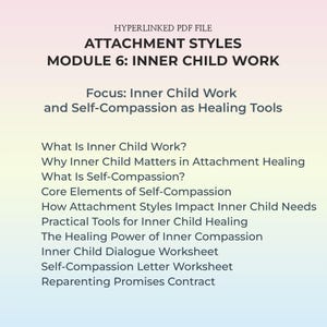 Inner Child Healing Worksheets Self-Compassion Reparenting Attachment Repair Secure Connection Emotional Recovery Therapy Tools PDF