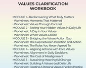 Values Clarification Personal Growth Workbook Printable Guided Journal for Therapy Clients Mental Health Coaches Emotional Wellness Tools