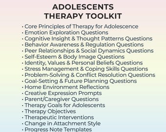 Teen Therapy Guide CBT for Teens Coping Skills Adolescent Workbook Mental Health Support Coping Strategies Self-Esteem Youth Counseling Tool