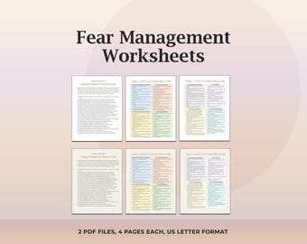 Fear Worksheets, Anxiety Help, Mental Health, Mindfulness Aid, Therapy Sheets, Fearless Guide, Overcome Anxiety, Therapy Worksheet PDF