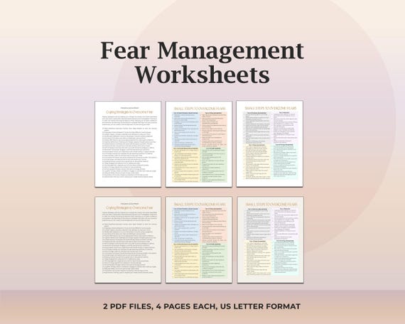 Fear Worksheets, Anxiety Help, Mental Health, Mindfulness Aid, Therapy Sheets, Fearless Guide, Overcome Anxiety, Therapy Worksheet PDF