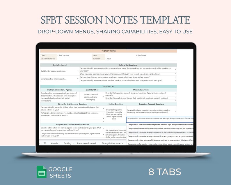 Solution Focused Therapy Notes Template SFBT Tool for Progress Notes ...