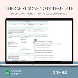 Modello di nota SOAP, modelli di terapeuta, terapeuta, piano di terapia psicologica, psicoterapeuta, foglio di lavoro del terapeuta, consulenza sulla salute mentale
