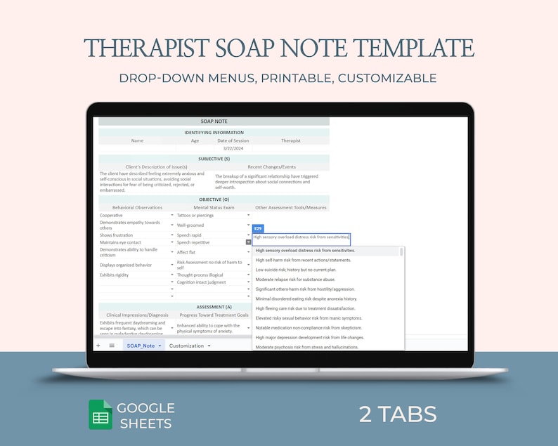 SOAP Note Template, Therapist Templates, Therapist, Psychology Therapy ...