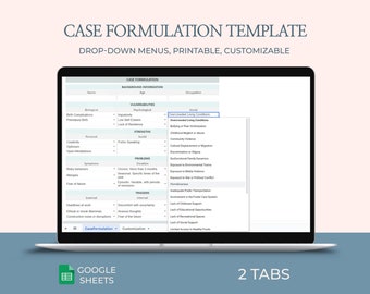 Case Formulation, Therapist templates, Therapist, Psychology therapy plan, Psychotherapist, Therapist worksheet, Mental health counseling