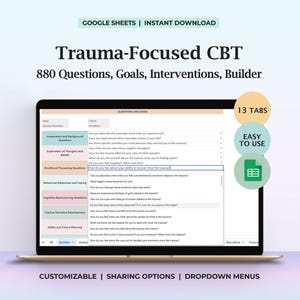 Trauma Based CBT Interventions TF CBT Therapy Questions Trauma-Focused Goals Counseling Psychology Tools Templates Worksheets Digital Guide