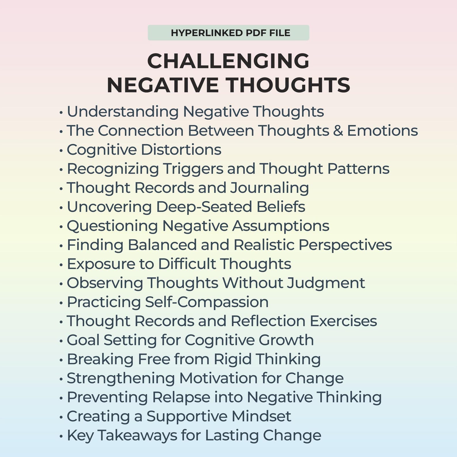 Thought Pattern Tracker Cognitive Therapy Thought Pattern Workbook Mind Training CBT Tool Self ...