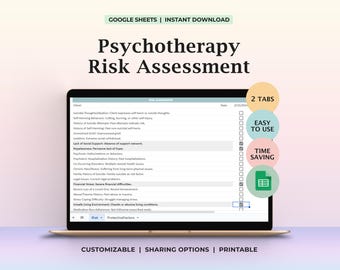 Psychotherapy Risk Assessment Template Psychological Evaluation Diagnostic Tool Mental Health Screening Risk Assessment Testing Resource