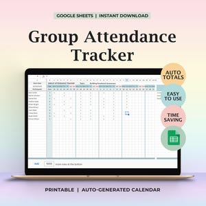 Group Attendance Tracker Spreadsheet Printable Google Sheets Attendance Log for Therapy Classes Workshops Coaching Sessions Teachers