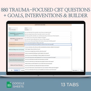 Trauma-Focused Therapy Questions TF CBT Goals Interventions Trauma Worksheets Counseling Psychology Tools Therapy Templates Digital Resource