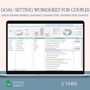 Couples goal setting, Relationship goals, Shared goals planner, Couples spreadsheet, Relationship planner, Marriage goals, Couples planner