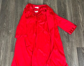 vintage années 90 Vanity Fair Robe de nuit en nylon rouge et robe longueur cheville ensemble deux pièces