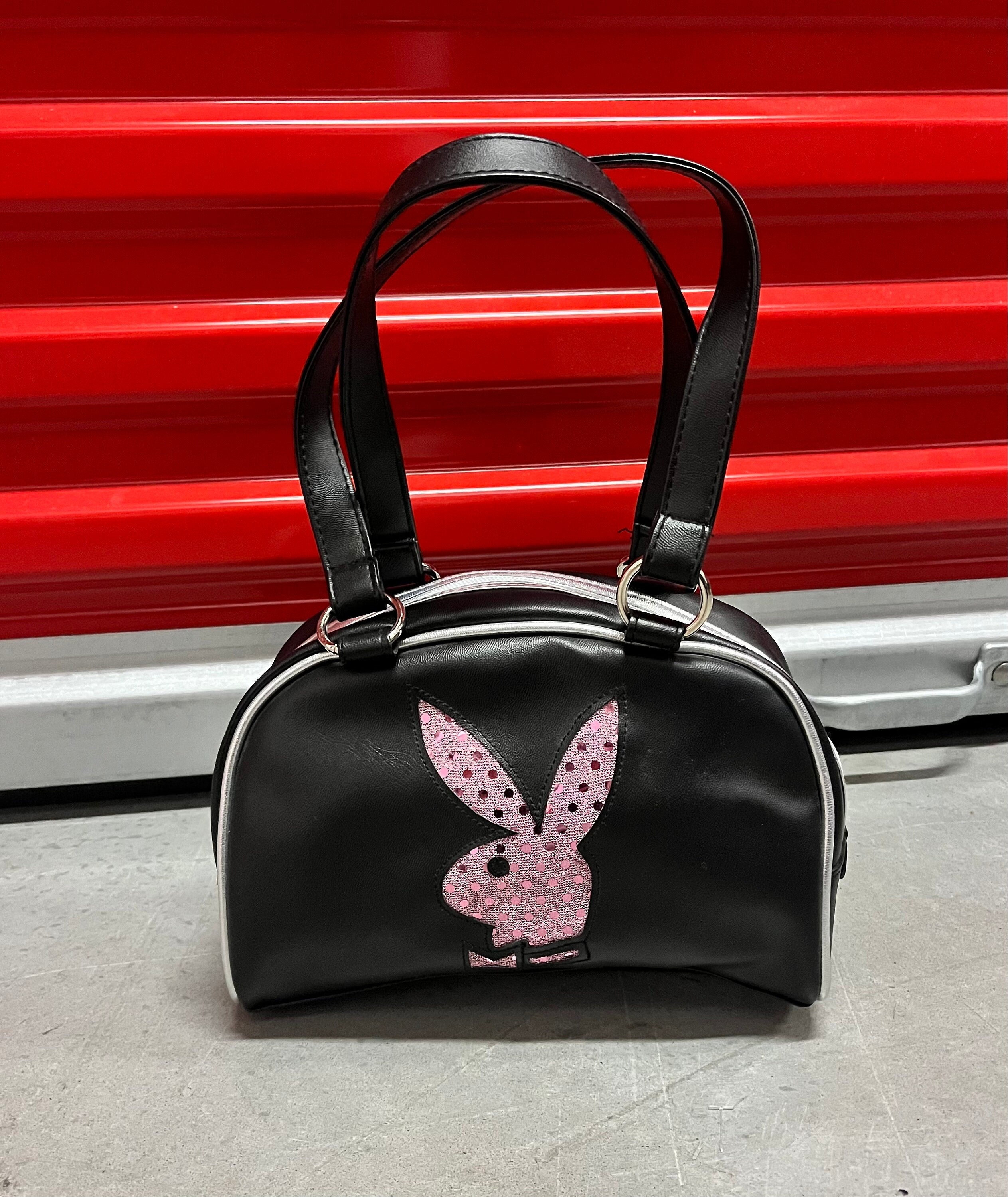 Playboy Brand Purse Clutch Embossed Bunny Logo Chain Strap Studded Black  Gold | eBay