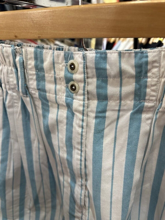 新発売 High Striped White Blue 1980s Vintage Waisted Band Elastic シャツ+ブラウス(長袖+七分)