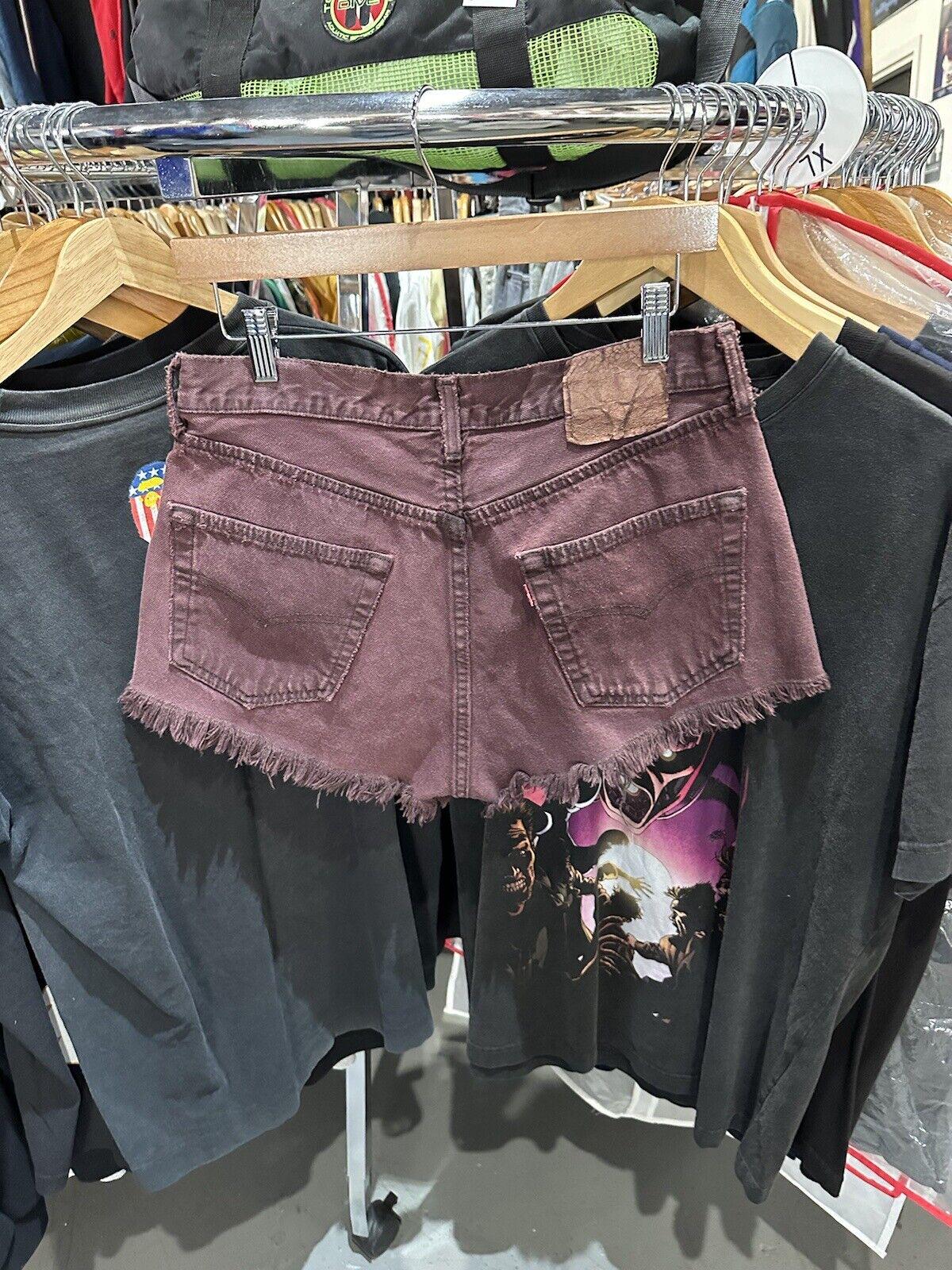 Burgundy jean shorts online