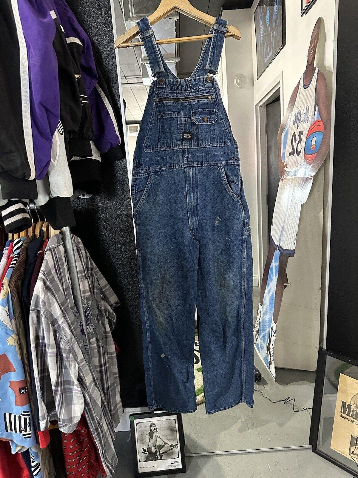 Vintage 90s Key Blue Denim Overalls Size 34x30 Made in USA - Etsy