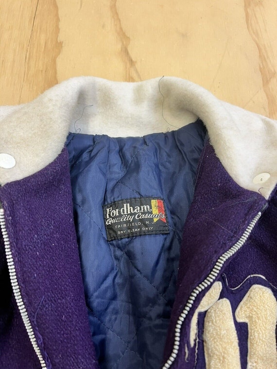Fordham Letterman Vintage 80s Purple Varsity Wool… - image 2