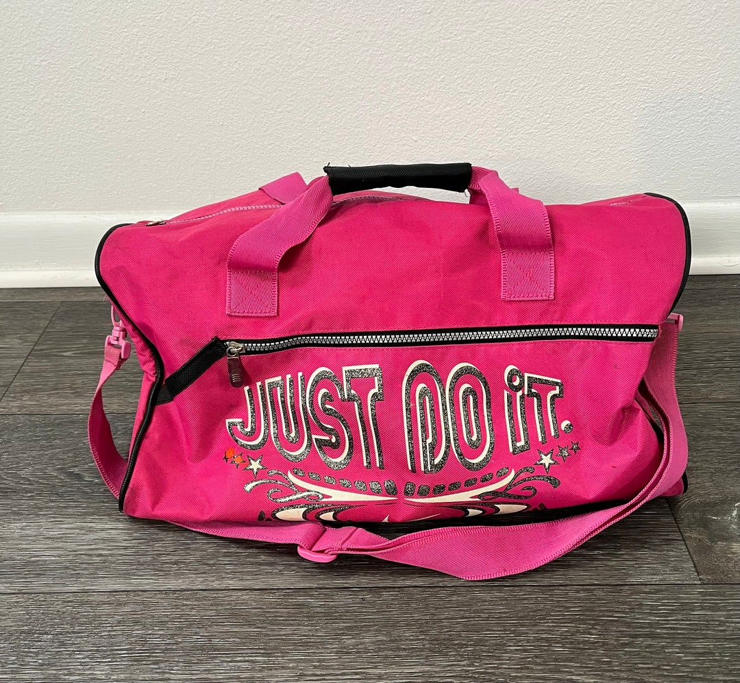 Nike Vintage 90s Just Do It Retro Pink Duffle Spell Out Bag With Minor