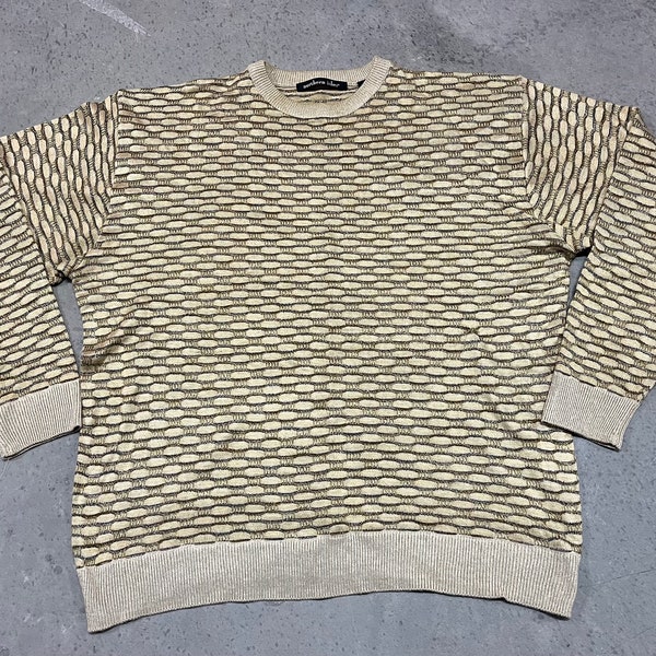 Northern Isles Vintage 90s Acrylic Blend Geometric Beige Sweater Size Large