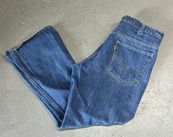 Vintage Levis 684 Bell Bottom Jeans Size 30x31 Dark Wash Orange 
