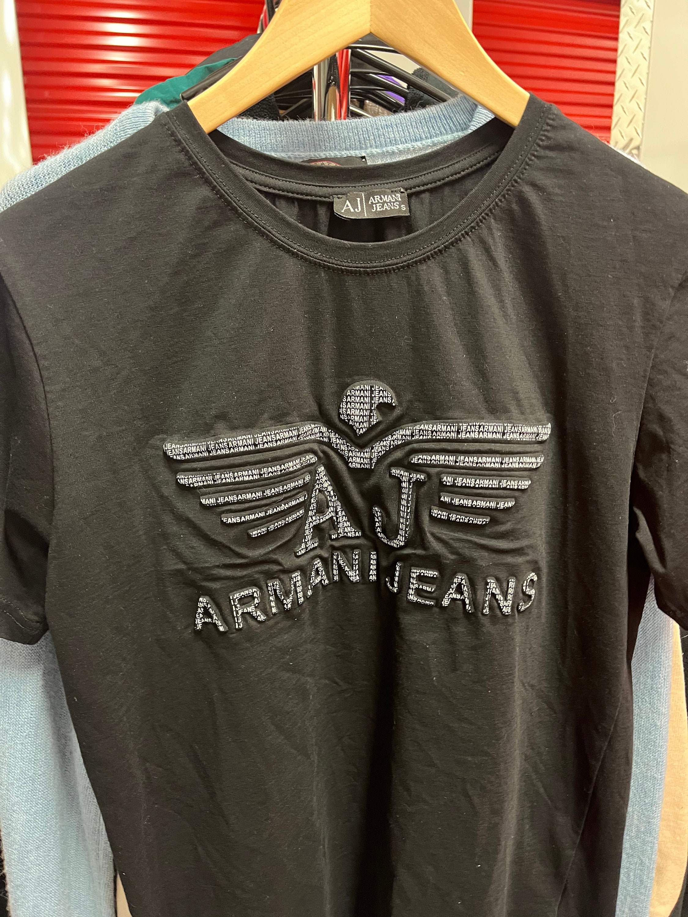 Retro Y2K Giorgio Armani Armani Jeans Puffy Logo Black T Retro Y2K Giorgio Armani Armani Jeans Puffy Logo Black T