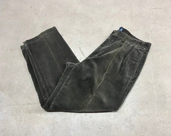 Vintage Polo Ralph Lauren Andrew Pant Gray Pleated Corduroy Pants Size 38x30