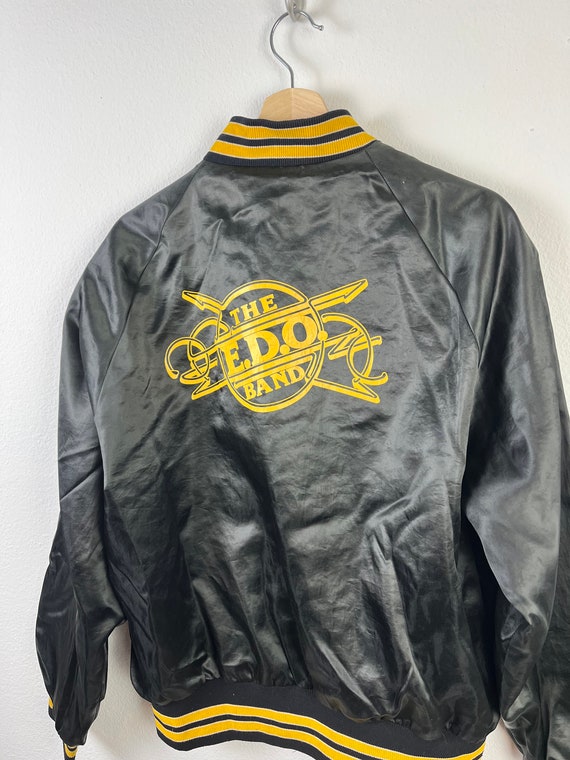 Vintage 80s Pla-Jac Black Satin Jacket The E.D.O.… - image 1