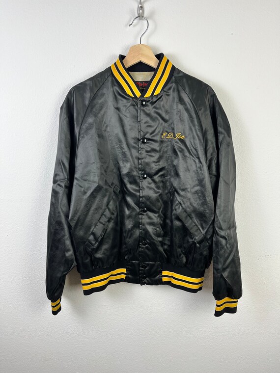 Vintage 80s Pla-Jac Black Satin Jacket The E.D.O.… - image 5