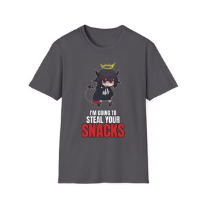 I'm Going To Steal Your Snacks T-Shirt | Chibi Devil Girl Anime Tee | Funny Snack Thief afbeelding 4
