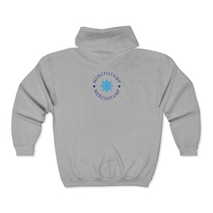 Sudadera con capucha y cremallera completa de MerchStamp Support / Corazón rojo en la parte delantera, logo en la parte trasera imagen 4